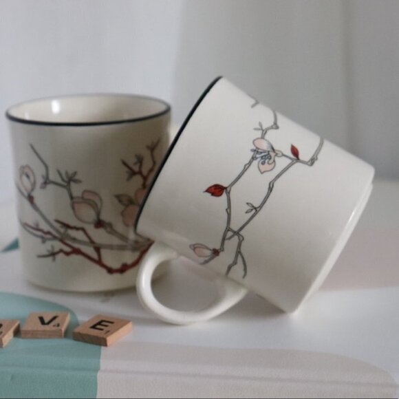 ARKLOW Honey Stone Floral Coffee Cups | Made in Ireland | Set  of 2 - Picture 2 of 8